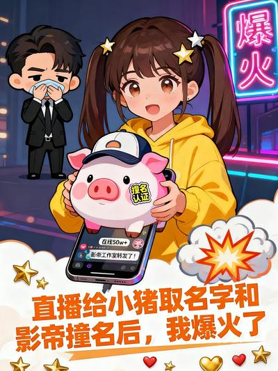 直播给小猪取名字和影帝撞名后，我爆火了}