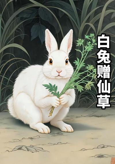 白兔赠仙草}