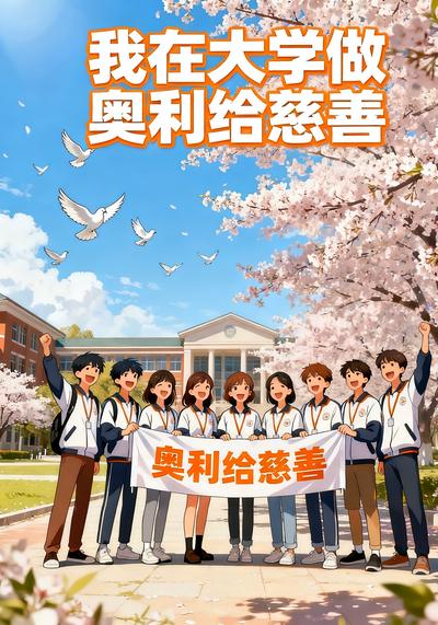 我在⼤学做奥利给慈善}