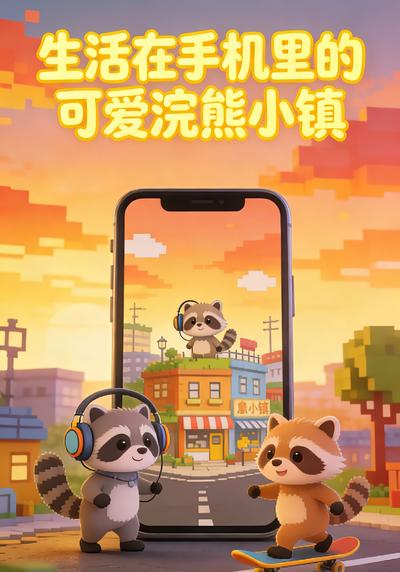 生活在手机里的可爱浣熊小镇}
