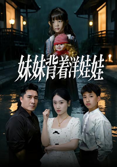 妹妹背着洋娃娃}