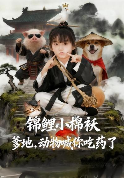 锦鲤小棉袄爹地，动物喊你吃药了}